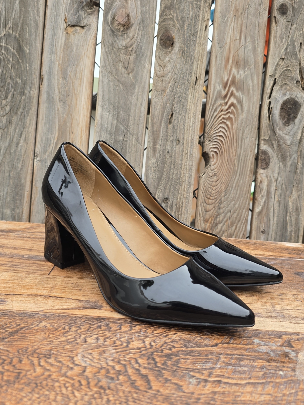 14Th & Union Patent Classic Pointed Toe Block Heel Pumps Size 5.5